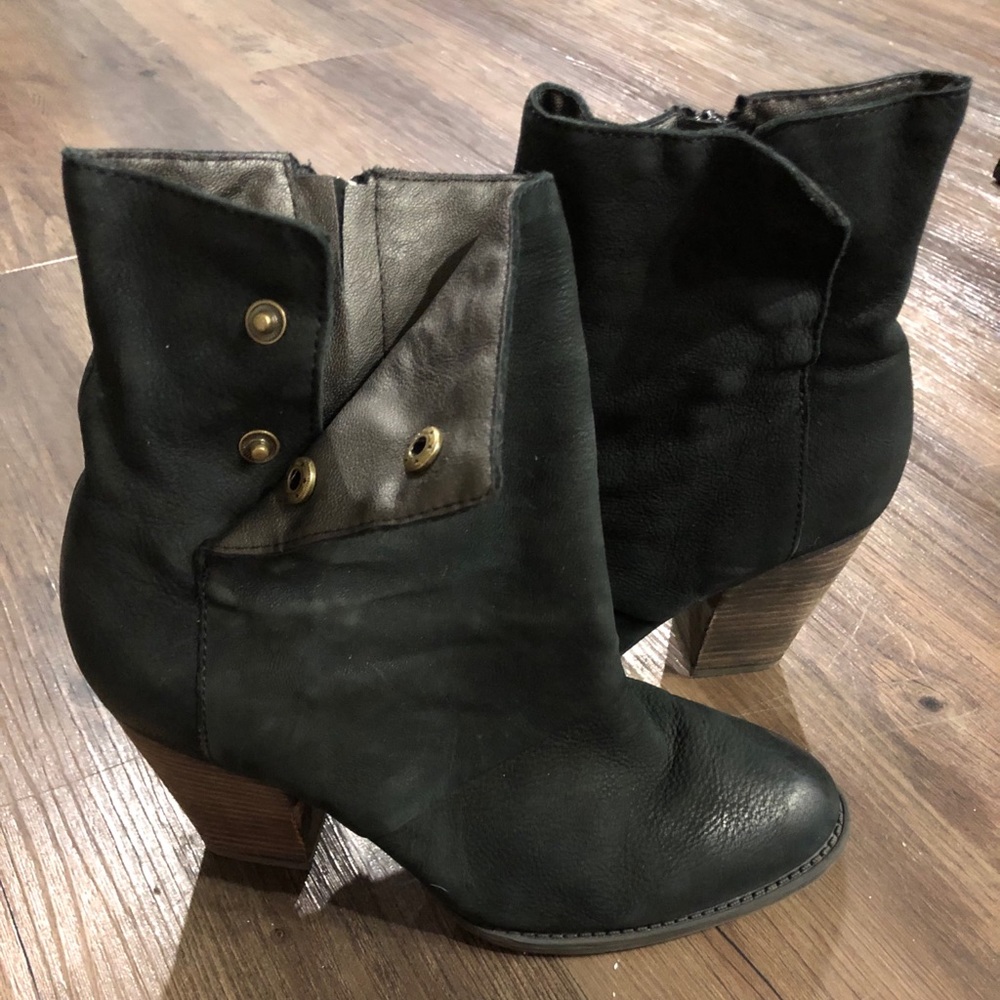 ALDO black genuine leather booties